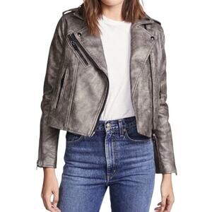 BlankNYC Croc Embossed Faux Leather Jacket Small